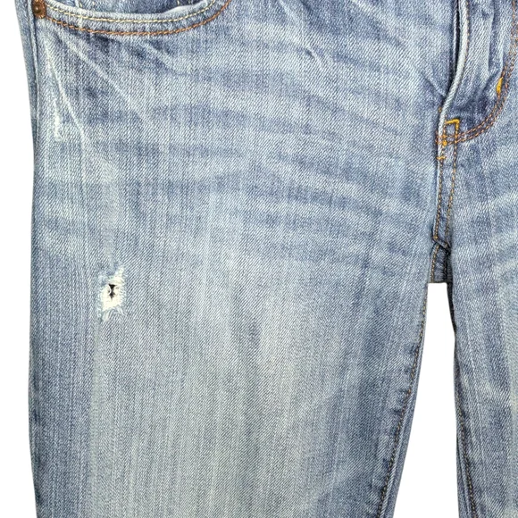 American Eagle Slim Boot Jeans Sz 10 Y2K Low Rise Stretch Distressed Light Wash - Picture 7 of 16